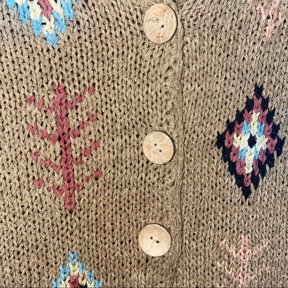 Portraits by NORTHERN ISLES Vintage Navajo Aztec Knit Button Sweater Vest M - Picture 6 of 10